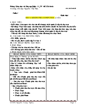 Giáo án Tin học Lớp 5 - Năm học 2018-2019 - Nguyễn Trọng Nghĩa