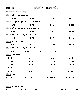 Bài ôn tập số 3 môn Toán Lớp 2 - Đợt 6