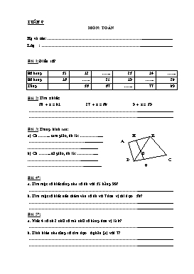 Bài tập cuối tuần môn Tiếng Việt + Toán Lớp 2 - Tuần 9