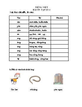 Bài tập ôn tập môn Tiếng Việt - Bài số 4