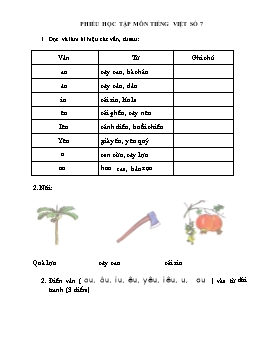 Bài tập ôn tập môn Tiếng Việt Lớp 1 - Bài số 1