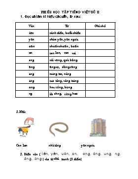 Bài tập ôn tập môn Tiếng Việt Lớp 1 - Bài số 8