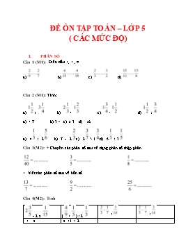 Đề cương ôn tập môn Toán Lớp 5