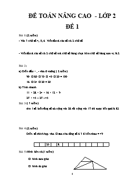 Đề nâng cao môn Toán Lớp 2