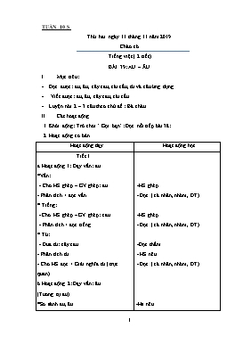 Giáo án Các môn học Lớp 1 - Tuần 10 - Năm học 2019-2020