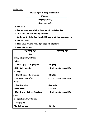 Giáo án Các môn học Lớp 1 - Tuần 11 - Năm học 2019-2020 (Bản 2 cột)