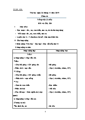 Giáo án Các môn học Lớp 1 - Tuần 12 - Năm học 2019-2020 (Bản 2 cột)