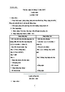 Giáo án Các môn học Lớp 1 - Tuần 12 - Năm học 2019-2020