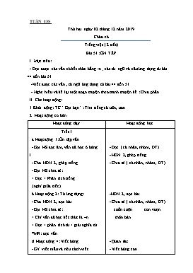 Giáo án Các môn học Lớp 1 - Tuần 13 - Năm học 2019-2020