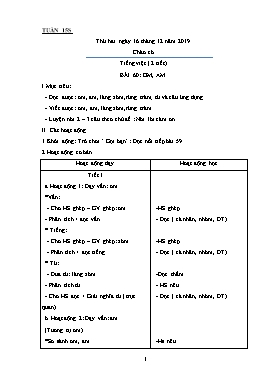 Giáo án Các môn học Lớp 1 - Tuần 15 - Năm học 2019-2020