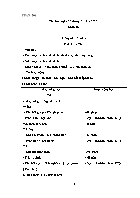 Giáo án Các môn học Lớp 1 - Tuần 20 - Năm học 2019-2020 (Bản 2 cột)