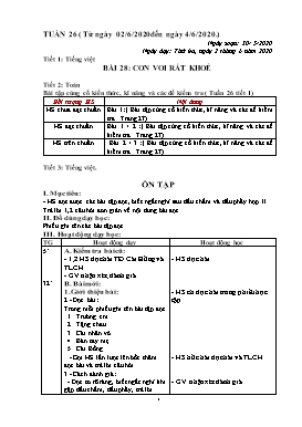 Giáo án Các môn học Lớp 1 - Tuần 26 - Năm học 2019-2020