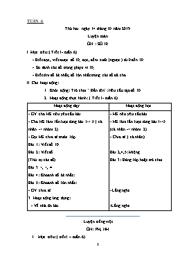 Giáo án Các môn học Lớp 1 - Tuần 6 - Năm học 2019-2020