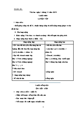 Giáo án Các môn học Lớp 1 - Tuần 9 - Năm học 2019-2020 (Bản 2 cột)