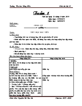 Giáo án Các môn Lớp 1 - Tuần 1 - Năm học 2019-2020 - Nguyễn Thị Thu Hà
