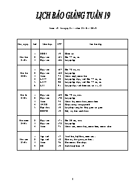 Giáo án Các môn Lớp 1 - Tuần 19 - Năm học 2018-2019