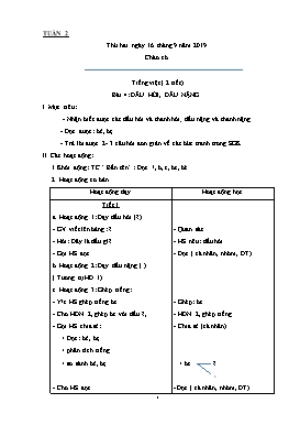 Giáo án Các môn Lớp 1 - Tuần 2 - Năm học 2019-2020