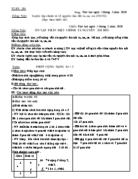 Giáo án Các môn Lớp 1 - Tuần 20 - Năm học 2019-2020 (Bản 2 cột)