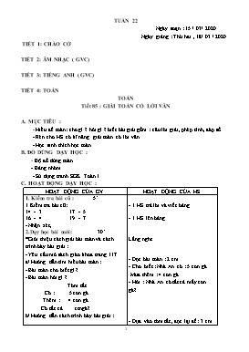 Giáo án Các môn Lớp 1 - Tuần 22 - Năm học 2019-2020