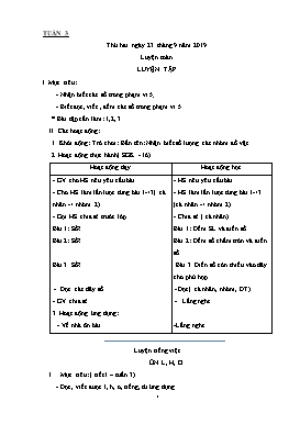 Giáo án Các môn Lớp 1 - Tuần 3 - Năm học 2019-2020