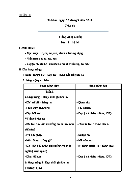 Giáo án Các môn Lớp 1 - Tuần 4 - Năm học 2019-2020