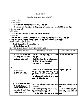 Giáo án Đạo đức Lớp 2 - Bài: Học tập, sinh hoạt đúng giờ