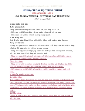 Giáo án dạy học theo chủ đề môn Mĩ thuật Lớp 1- Chủ đề: Nhà trường. Câu trong sân trường em