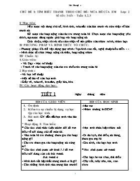 Giáo án dạy theo chủ đề Mĩ thuật Khối 2 - Chủ đề 1: Tìm hiểu tranh theo chủ đề Mùa hè của em