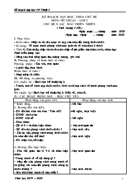 Giáo án dạy theo chủ đề Mĩ thuật Khối 2 - Chủ đề 9 đến 14 - Năm học 2019-2020