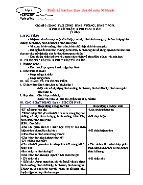 Giáo án dạy theo chủ đề môn Mỹ thuật cấp Tiểu học - Chủ đề 3