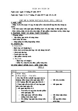 Giáo án dạy theo chủ đề Mỹ thuật Khối 2 - Chủ đề 8: Mâm ngũ quả ngày Tết (Tiết 1) - Năm học 2018-2019