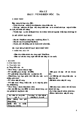 Giáo án Địa lý Lớp 5 - Học kỳ I