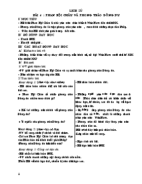 Giáo án Lịch sử Lớp 5 - Học kỳ I