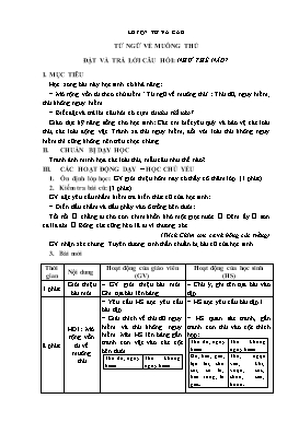 Giáo án Luyện từ và câu Lớp 2 - Bài: Từ ngữ về muông thú. Đặt và trả lời câu hỏi Như thế nào ?