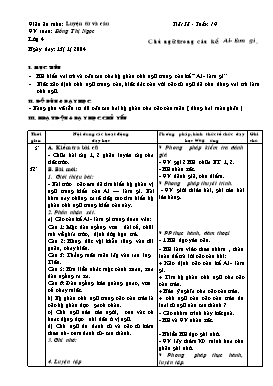 Giáo án Luyện từ và câu Lớp 4 - Tiết 38: Chủ ngữ trong câu kể - Đồng Thị Ngọc