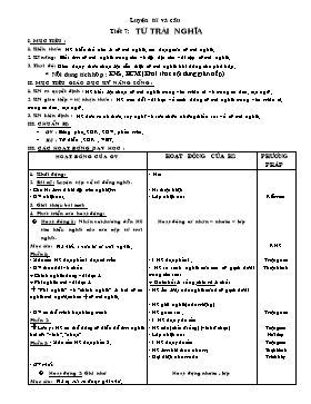 Giáo án Luyện từ và câu Lớp 5 - Tuần 4