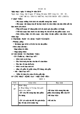 Giáo án Mĩ thuật Khối 1 - Tuần 31 - Năm học 2018-2019