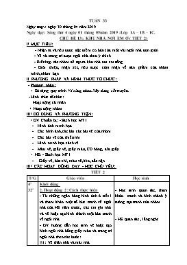 Giáo án Mĩ thuật Khối 1 - Tuần 33 - Năm học 2018-2019