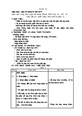 Giáo án Mĩ thuật Khối 1 - Tuần 34 - Năm học 2018-2019