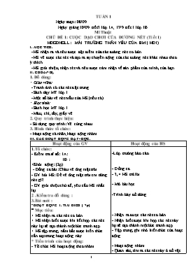 Giáo án môn Mĩ thuật Lớp 1 (Bản 2 cột)