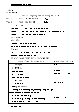 Giáo án môn Mĩ thuật Lớp 1 - Chủ đề 1: Cuộc dạo chơi của đường nét - Nguyễn Thanh Vy