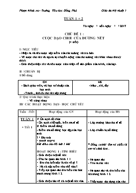 Giáo án môn Mĩ thuật Lớp 1 - Năm học 2017-2018 - Phạm Minh An