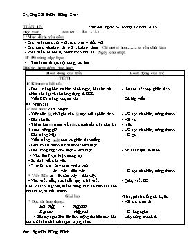 Giáo án môn Tiếng Việt Lớp 1 - Tuần 17 - Năm học 2016-2017 - Nguyễn Hồng Hạnh