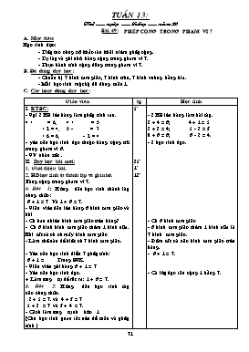 Giáo án môn Toán Lớp 1 - Tuần 13 (Bản 3 cột)