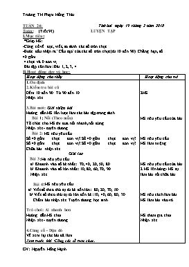 Giáo án môn Toán Lớp 1 - Tuần 24 - Năm học 2017-2018 - Nguyễn Hồng Hạnh