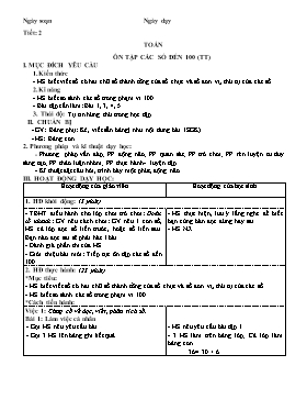 Giáo án môn Toán Lớp 2 - Tiết 2: Ôn tập các số đến 100