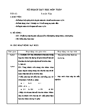 Giáo án môn Toán Lớp 2 - Tiết 42: Luyện tập