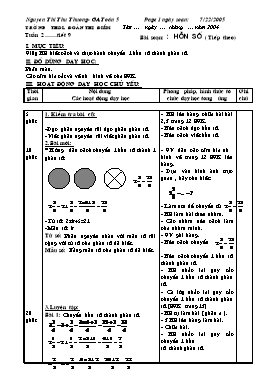 Giáo án môn Toán Lớp 5 - Tiết 9: Hỗn số (Tiếp theo) - Nguyễn Thị Thu Thương