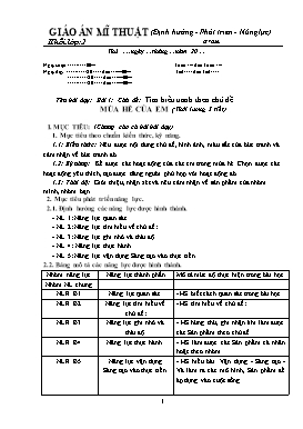 Giáo án Mỹ thuật Khối 2 - Bài 1 đến 2