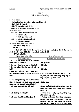 Giáo án Mỹ thuật Khối 2 - Bài 9: Vẽ theo mẫu Vẽ cái mũ (Nón) - Năm học 2018-2019